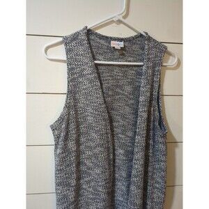 Lularoe women's medium Navy white duster vest spring layering boho cottage